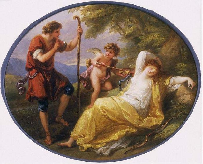 Angelica Kauffmann A Sleeping Nymph Watched by a Shepherd oil painting picture
